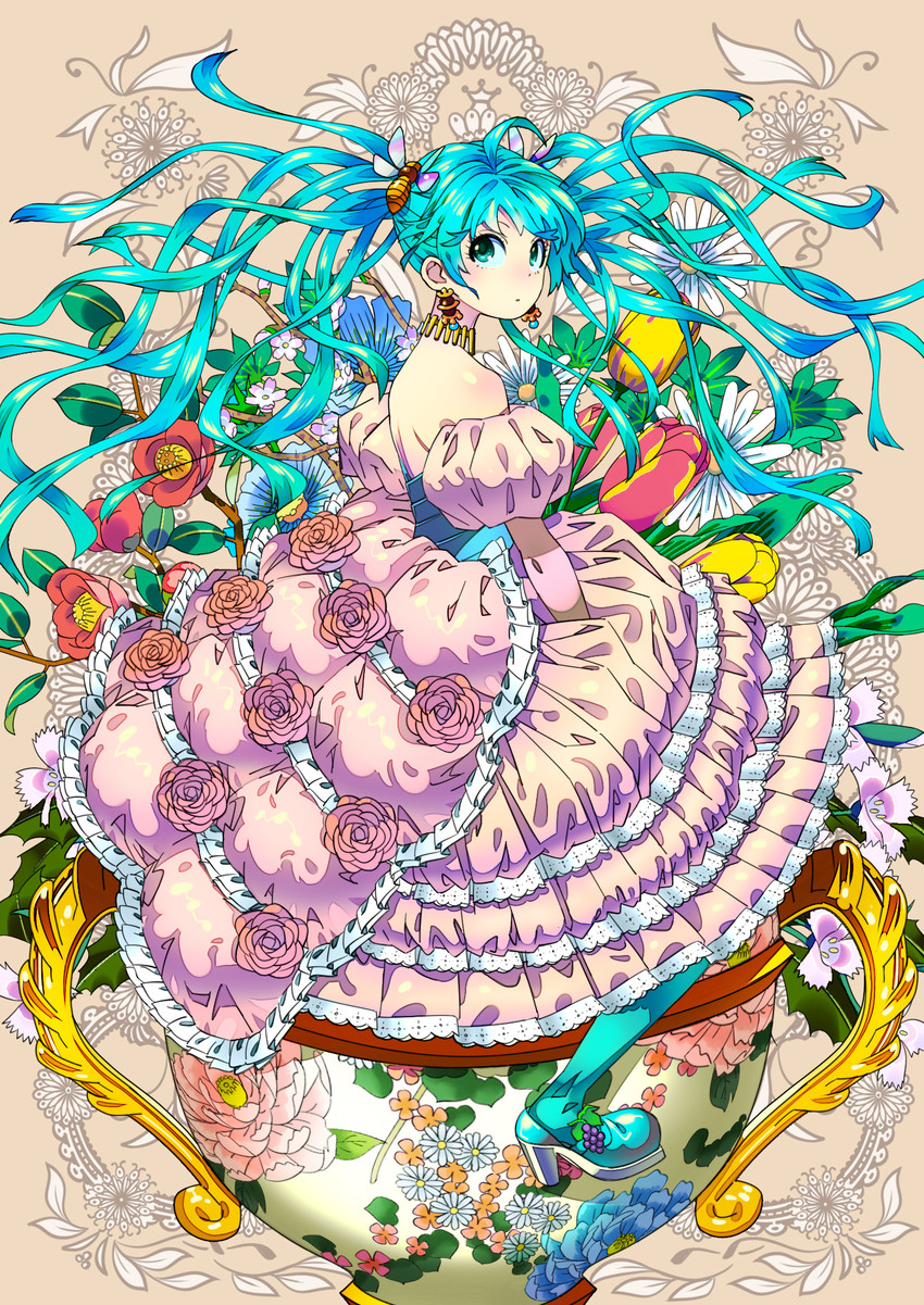 hatsune miku (vocaloid) drawn by tsurukame_(doku)