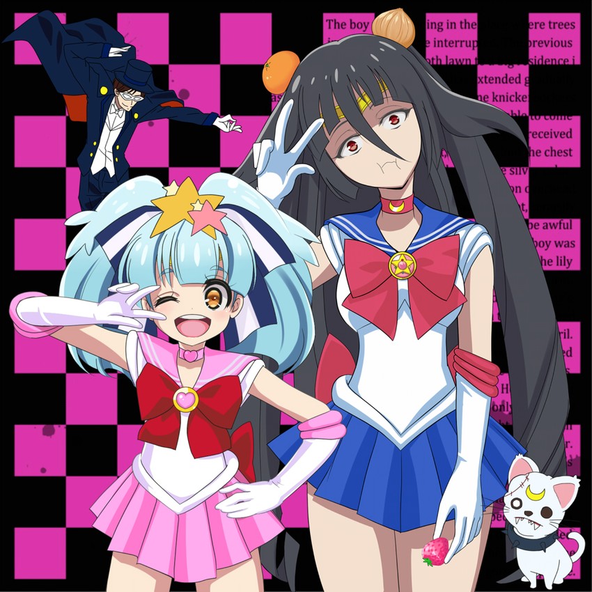 sailor moon, sailor chibi moon, hoshikawa lily, yamada tae, artemis, and 5 more (bishoujo senshi sailor moon and 3 more) drawn by pirochi