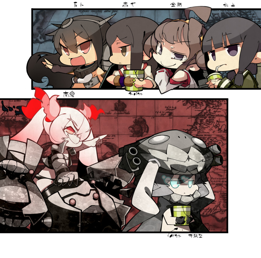 kongou, akagi, nagato, kitakami, wo-class aircraft carrier, and 1 more (kantai collection) drawn by dateneco