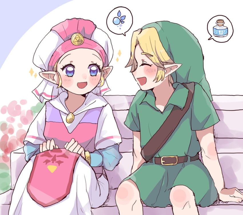 link, princess zelda, young link, navi, and young zelda (the legend of zelda and 1 more) drawn by n1ku22a