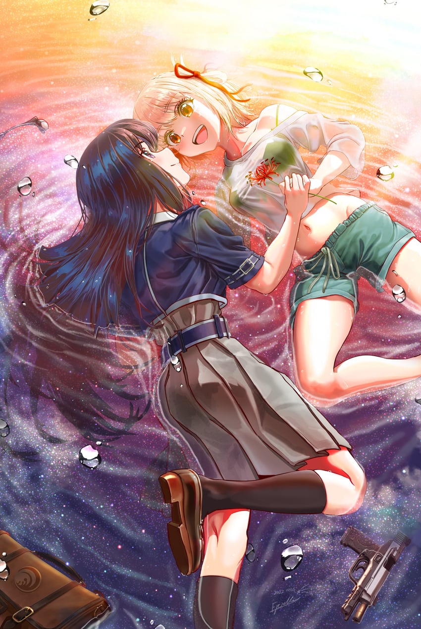 nishikigi chisato and inoue takina (lycoris recoil) drawn by estrella_(uypu4574)