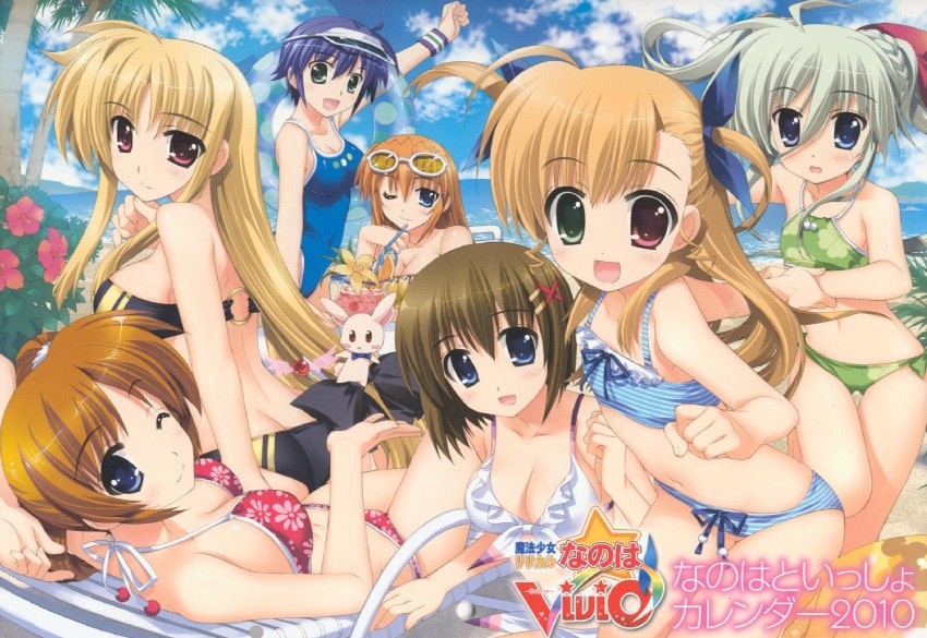 fate testarossa, takamachi nanoha, yagami hayate, vivio, subaru nakajima, and 3 more (lyrical nanoha and 1 more) drawn by fujima_takuya