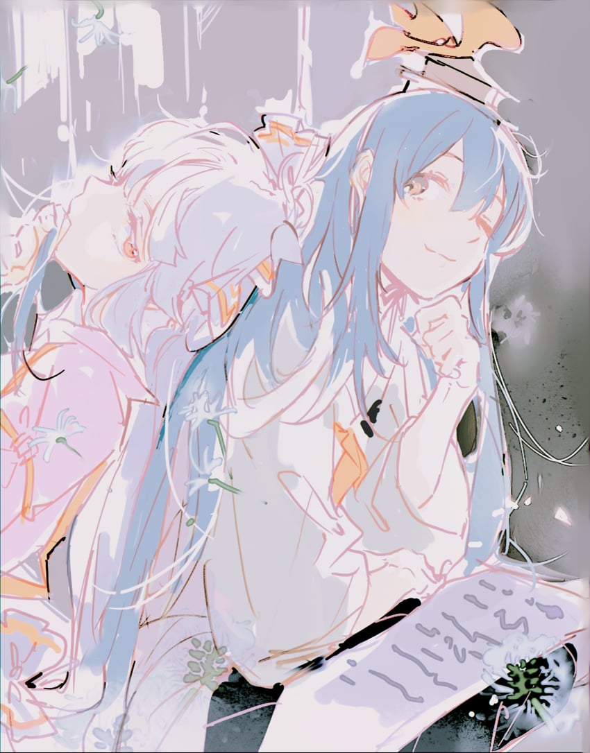 fujiwara no mokou and kamishirasawa keine (touhou) drawn by gu_yue_yuan