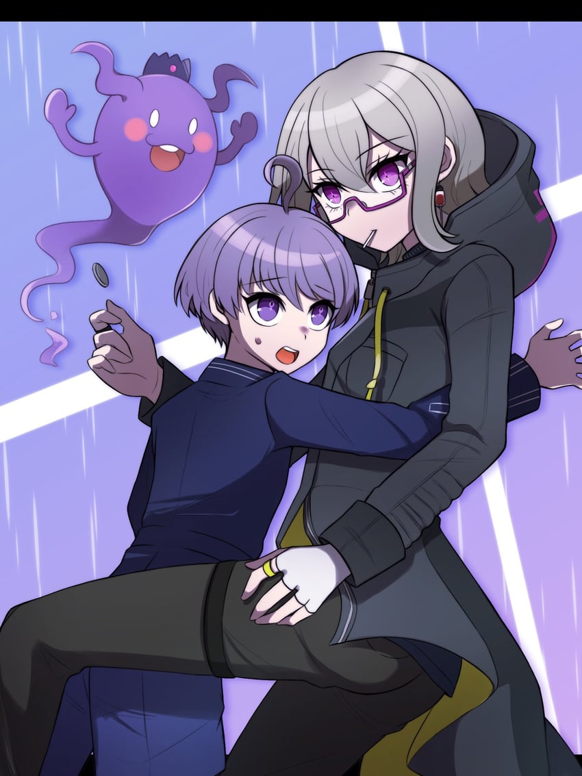 yuma kokohead, shinigami, and halara nightmare (master detective archives: rain code) drawn by tozakura_(tor_nsgmk)