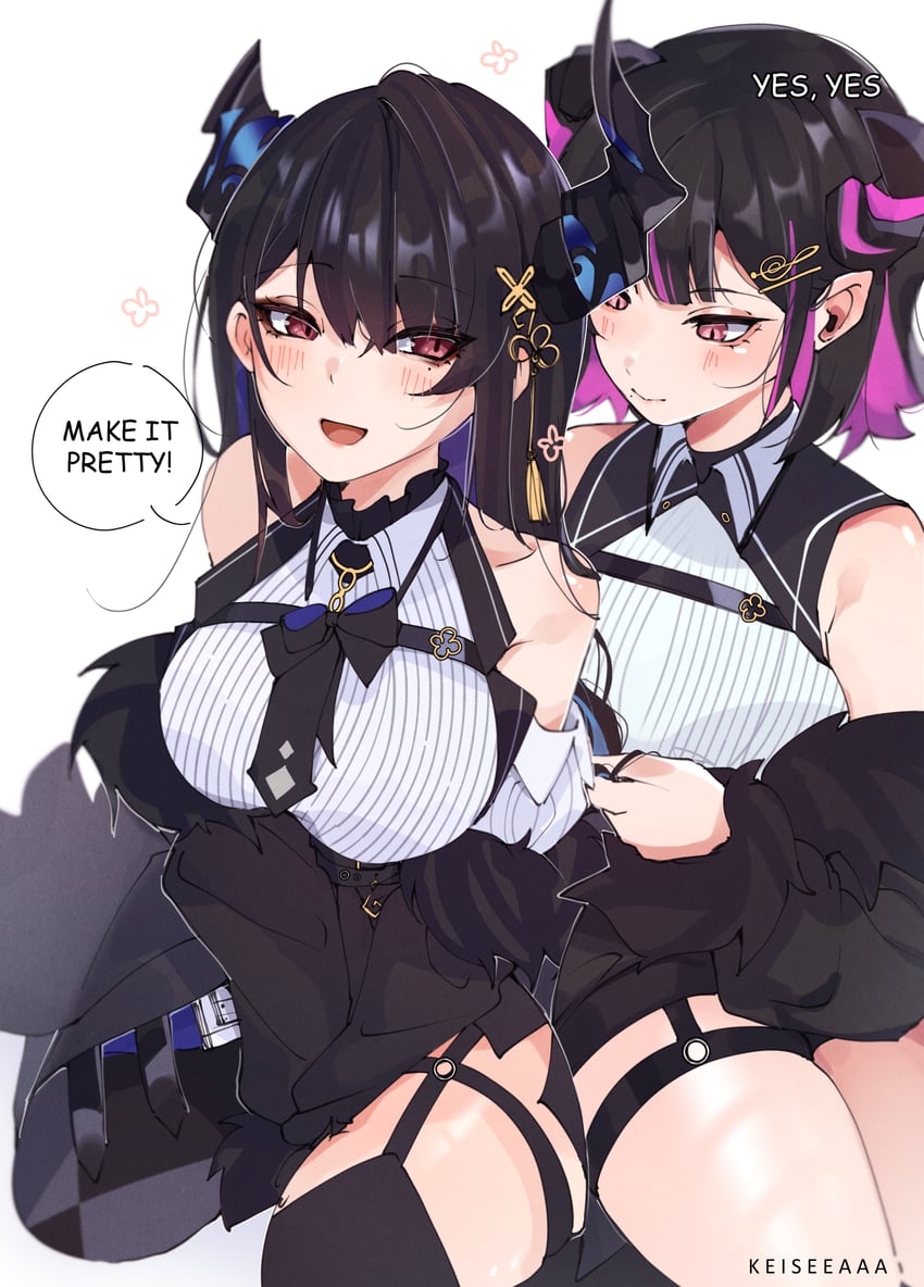 nerissa ravencroft and aradia ravencroft (hololive and 1 more) drawn by keisea