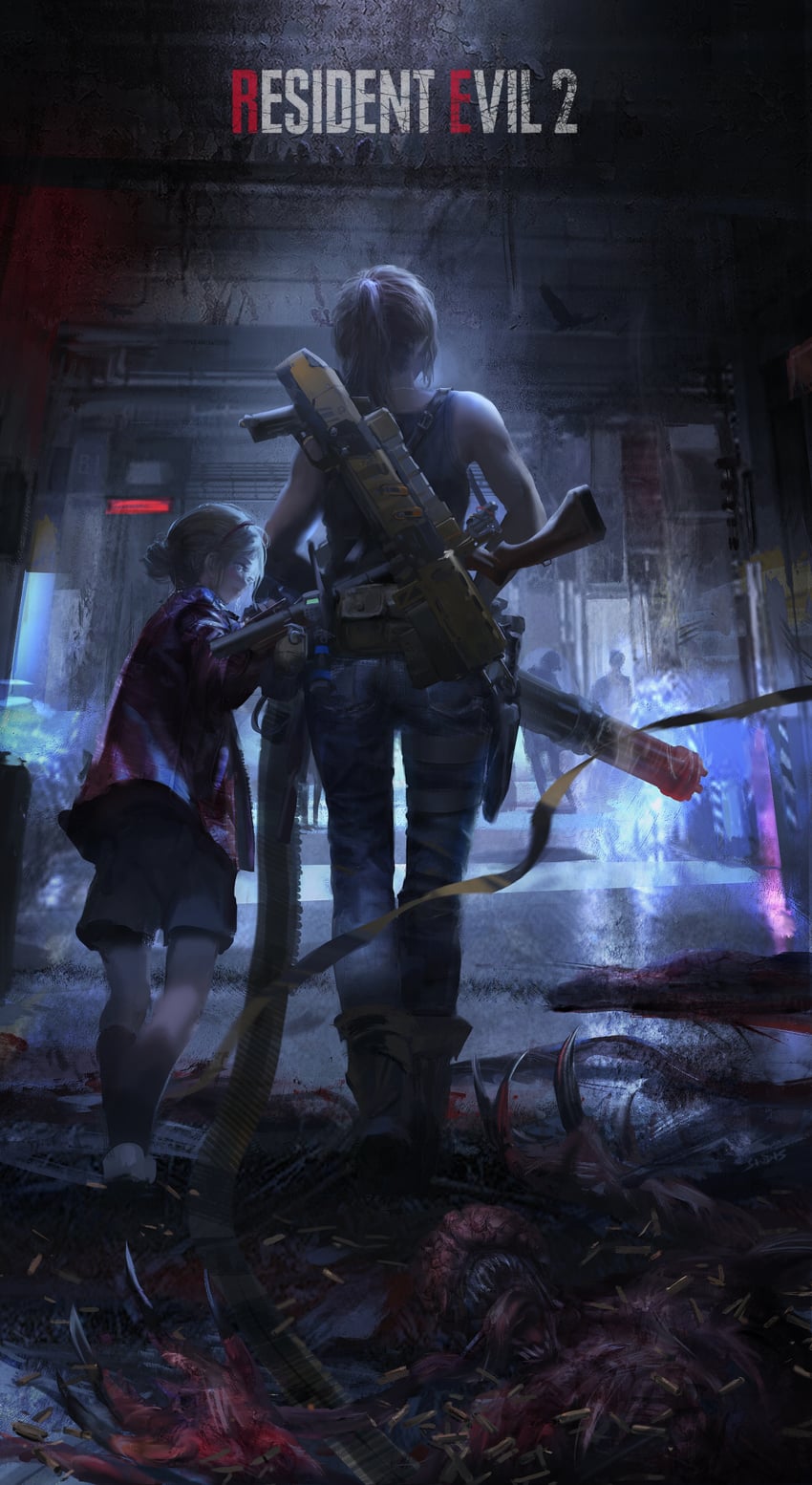 claire redfield, sherry birkin, and licker (resident evil and 1 more) drawn by stu_dts