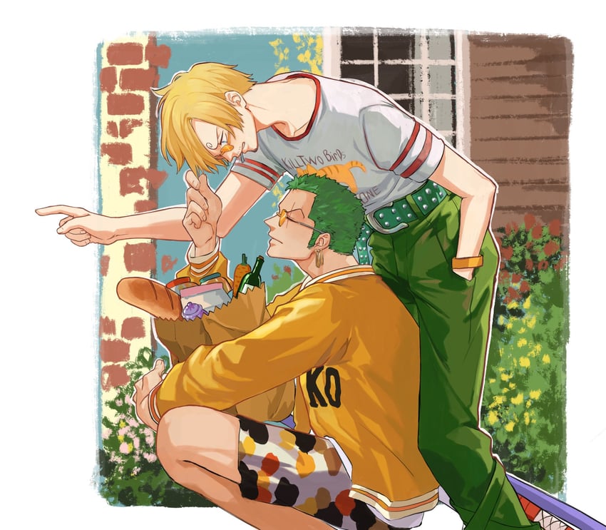 roronoa zoro and sanji (one piece) drawn by jennyandloiryan