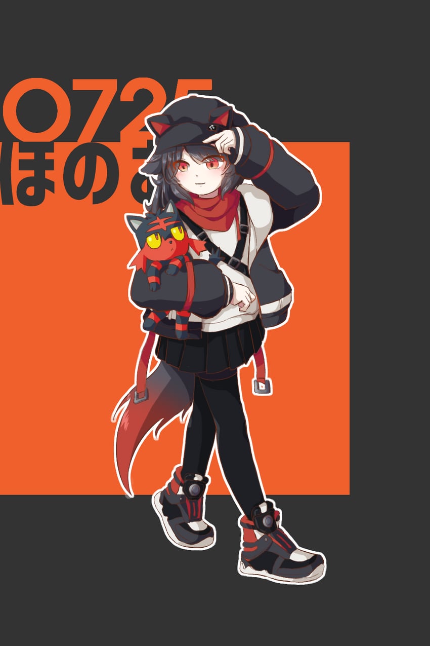 litten and deltaflair (pokemon and 1 more) drawn by dasima_a