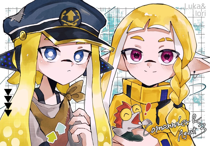 agent 3, smallfry, and captain 3 (splatoon and 1 more) drawn by veni4me_06