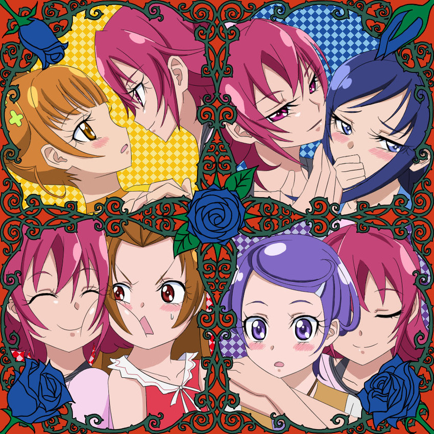 hishikawa rikka, aida mana, kenzaki makoto, yotsuba alice, and madoka aguri (precure and 1 more) drawn by agetake