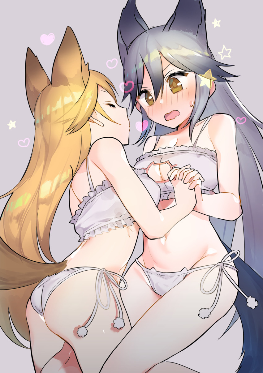 silver fox and ezo red fox (kemono friends) drawn by omucchan_(omutyuan)