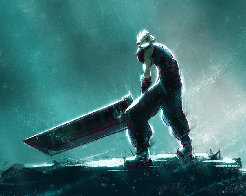 cloud strife (final fantasy and 2 more) drawn by tylor_hepner