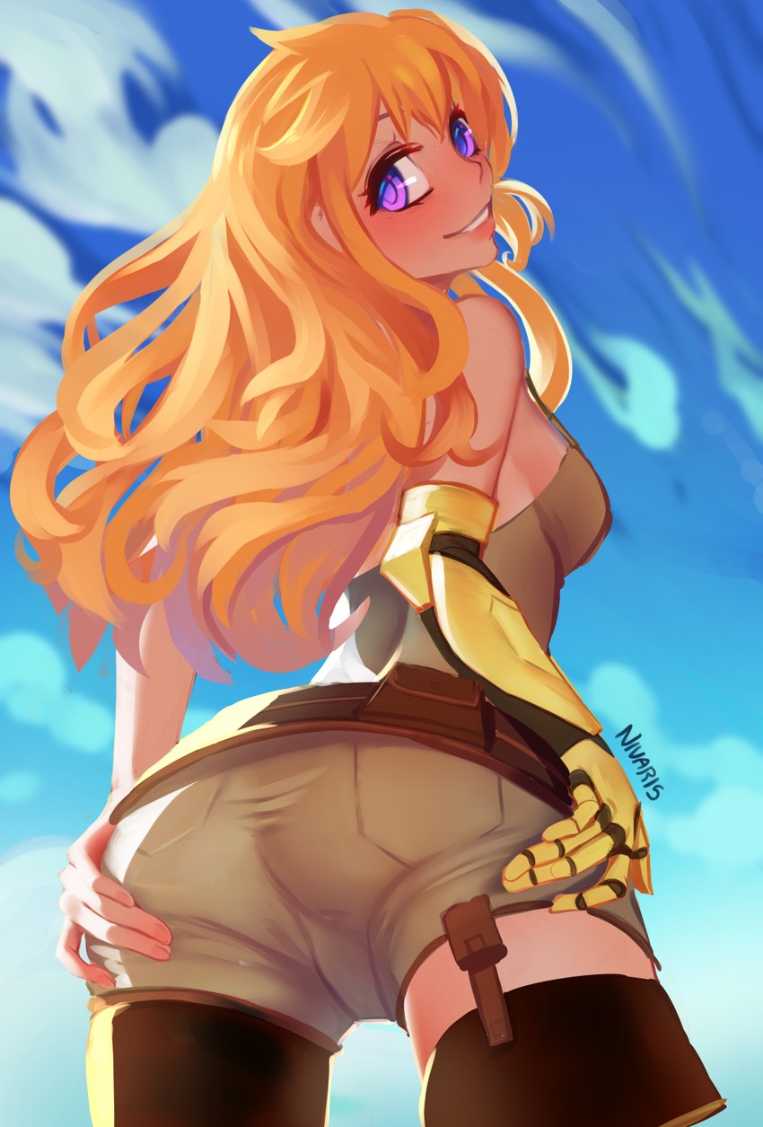 yang xiao long (rwby) drawn by sunset_nivaris