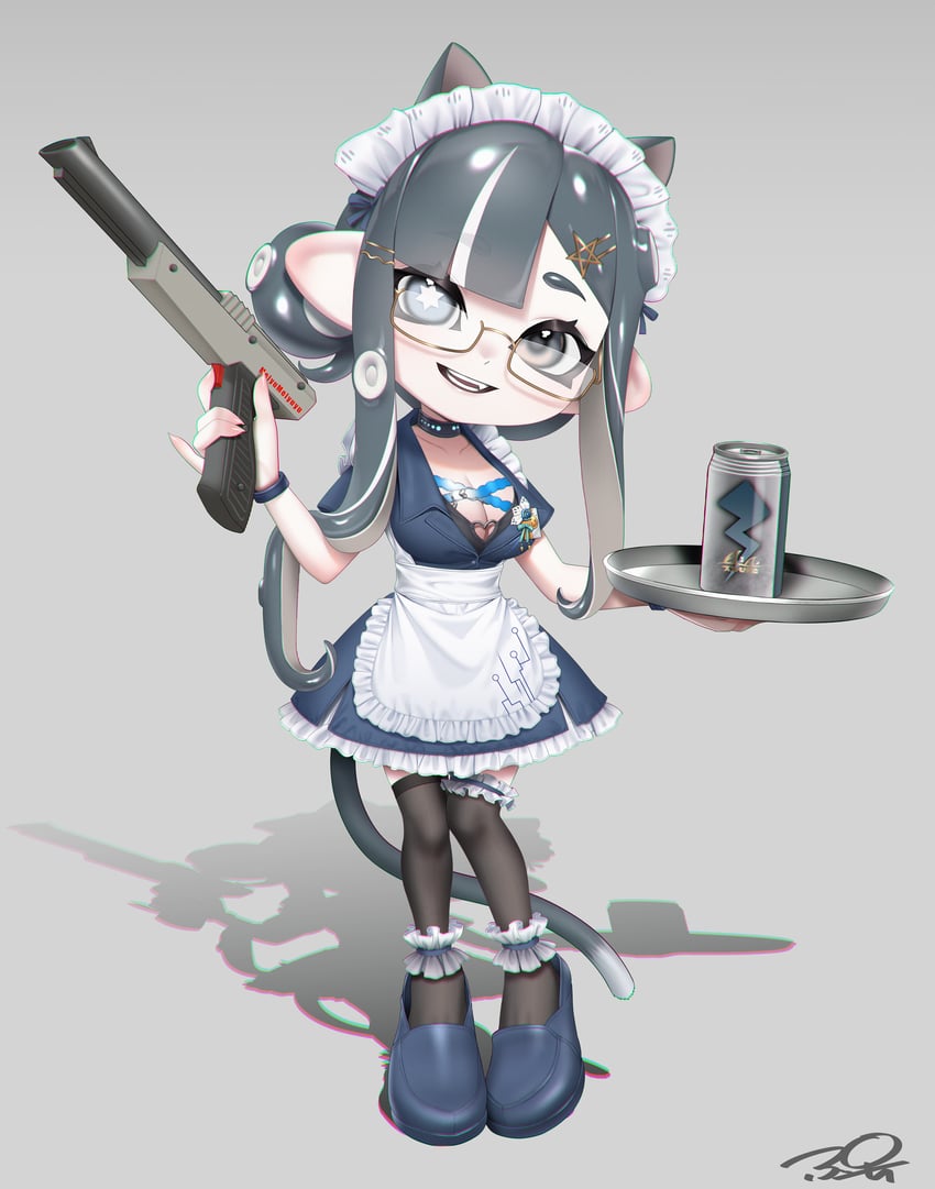 octoling player character and octoling girl (splatoon) drawn by puchiman