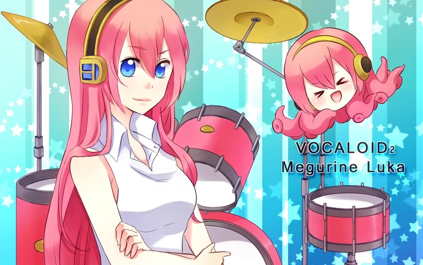 megurine luka and takoluka (vocaloid and 2 more) drawn by garihi