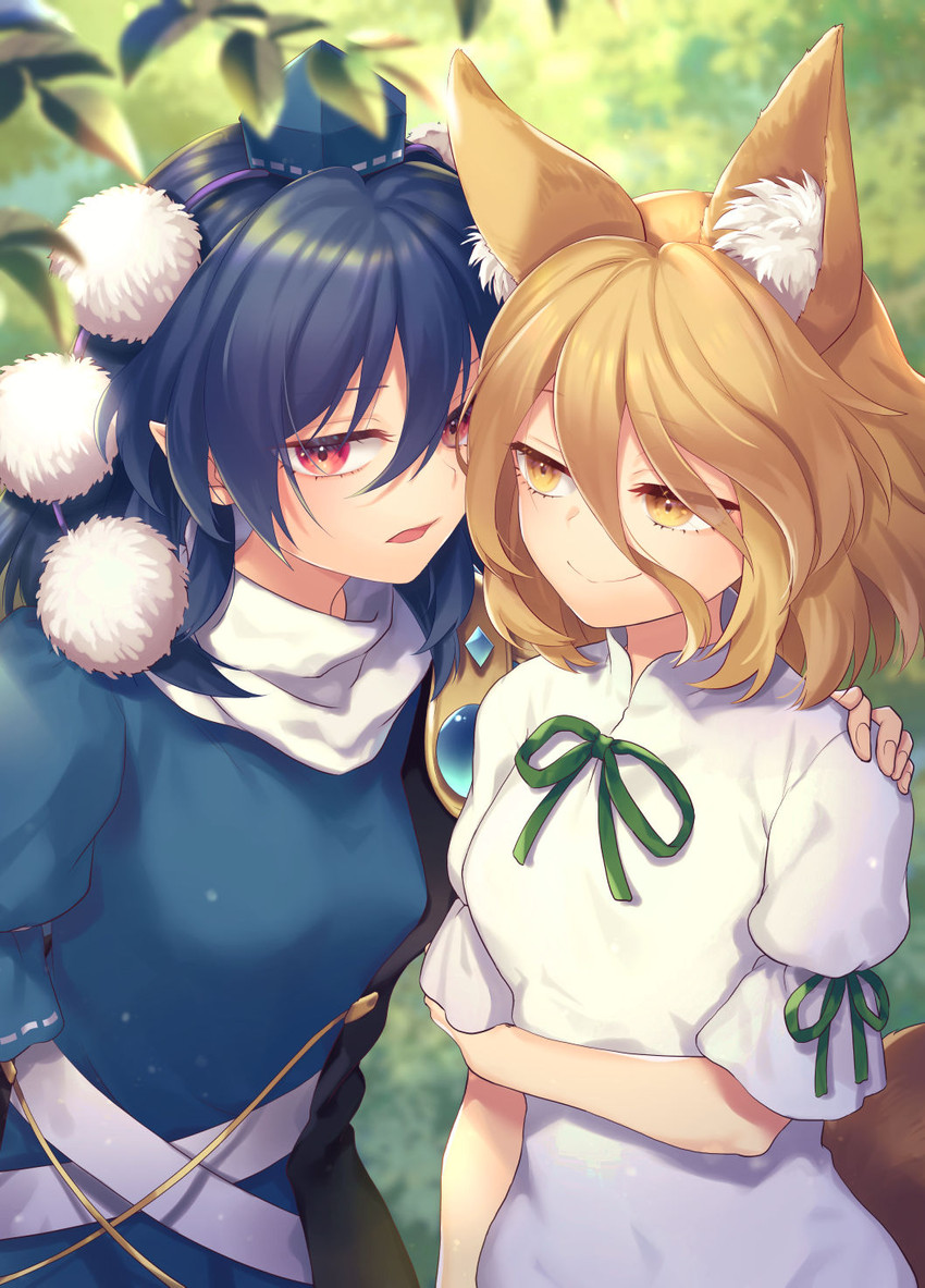 kudamaki tsukasa and iizunamaru megumu (touhou) drawn by tomobe_kinuko