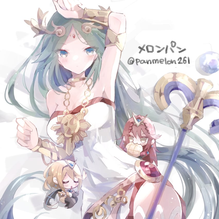 pyra, mythra, and palutena (xenoblade chronicles and 4 more) drawn by ayametoru