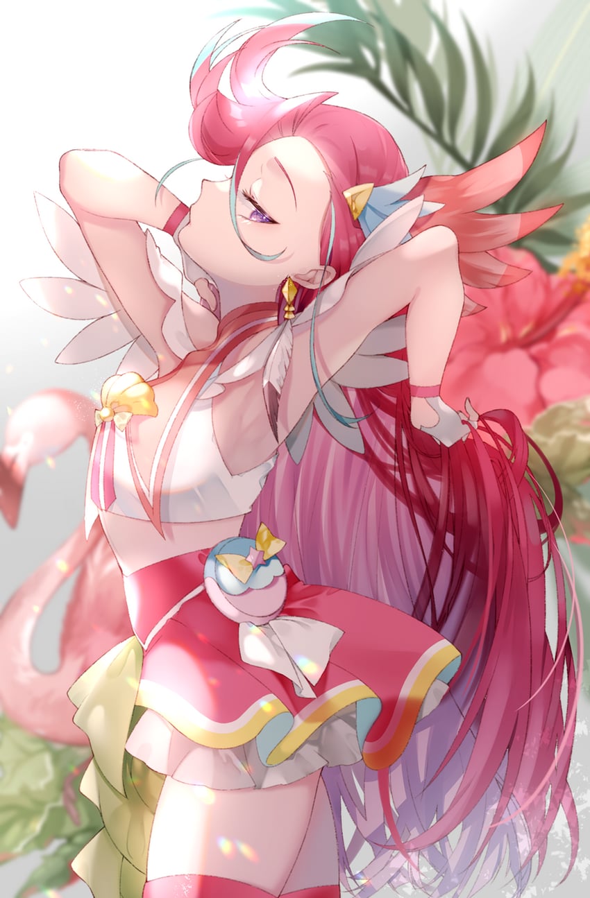 takizawa asuka and cure flamingo (precure and 1 more) drawn by yuni_(irohasuiroiro)