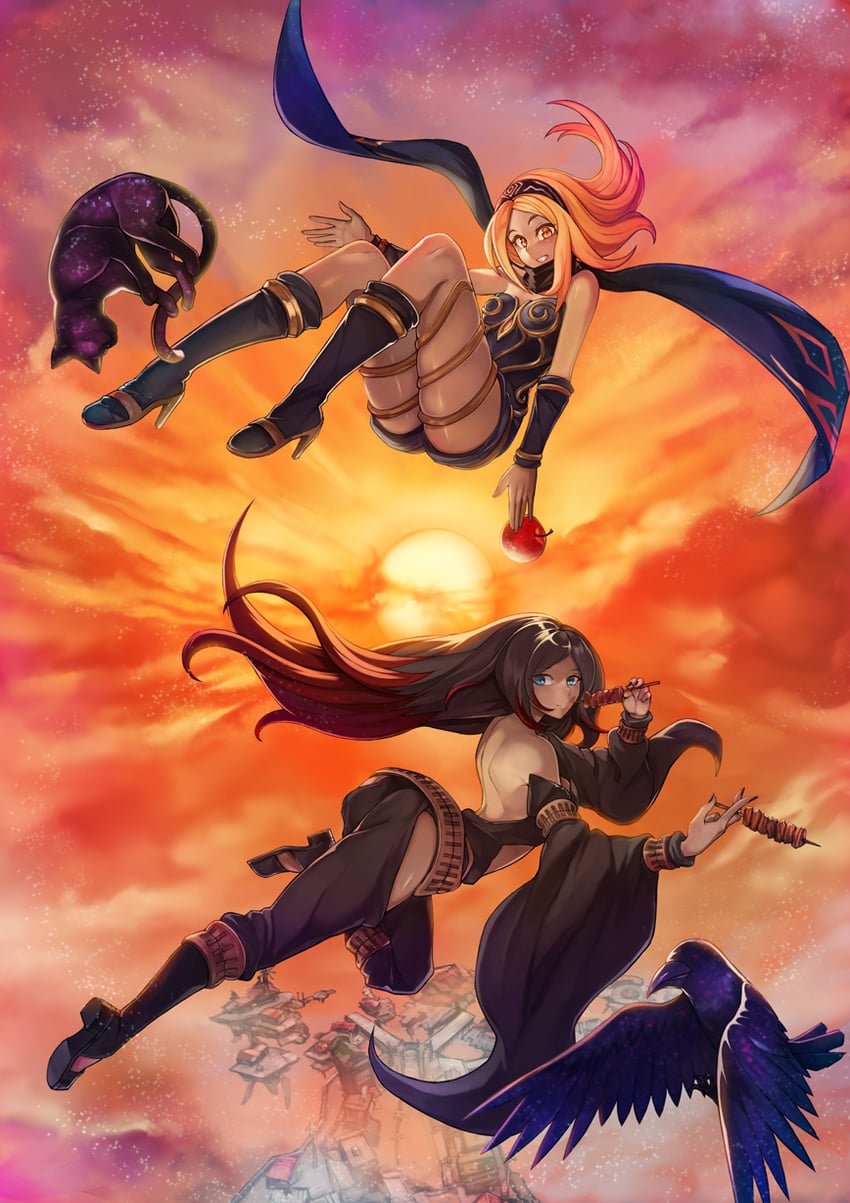 kitten, dusty, crow, and xii (gravity daze) drawn by itadaku
