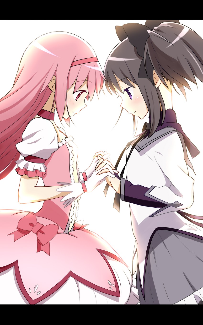 akemi homura and kaname madoka (mahou shoujo madoka magica) drawn by yuiyuimoe