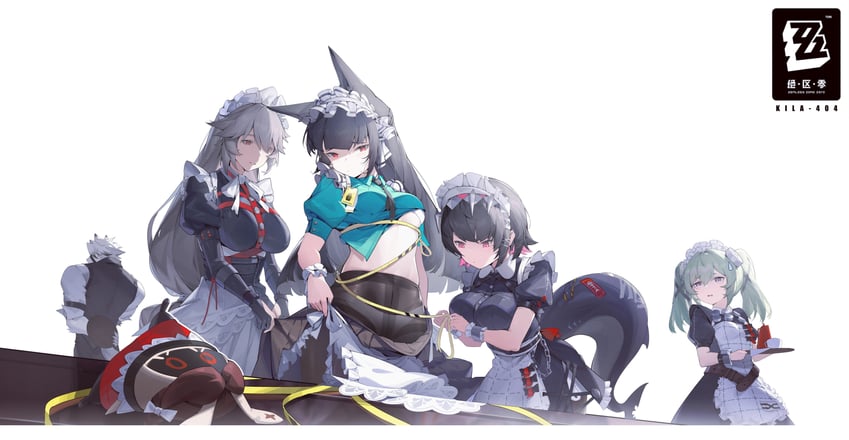 ellen joe, hoshimi miyabi, von lycaon, corin wickes, and alexandrina sebastiane (zenless zone zero) drawn by kila-404