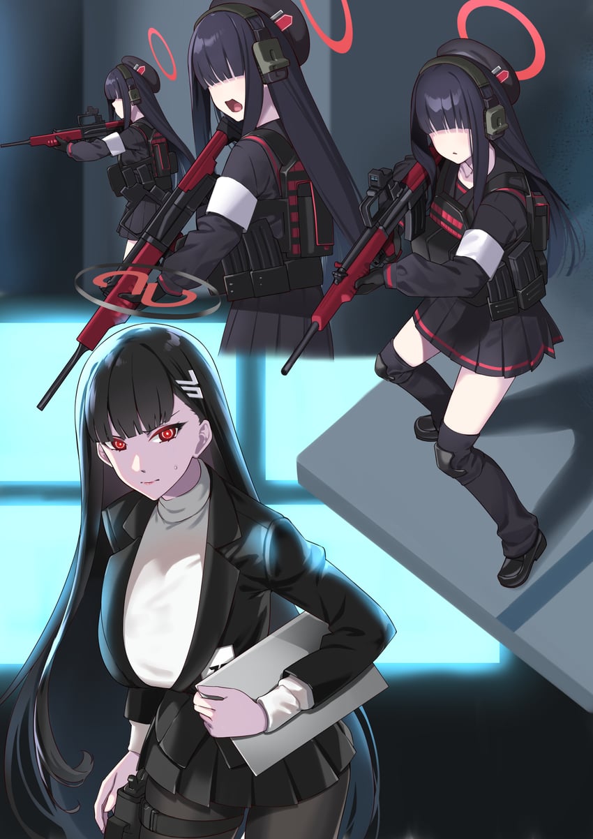 rio and justice task force member (blue archive) drawn by hiememiko
