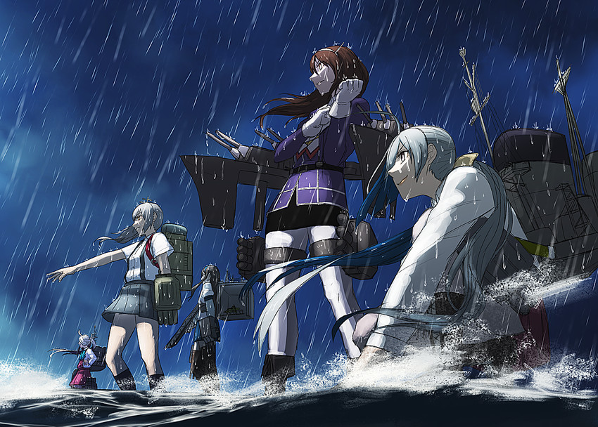 ooyodo, kasumi, ashigara, kiyoshimo, asashimo, and 1 more (kantai collection) drawn by yue_(tada_no_saboten)