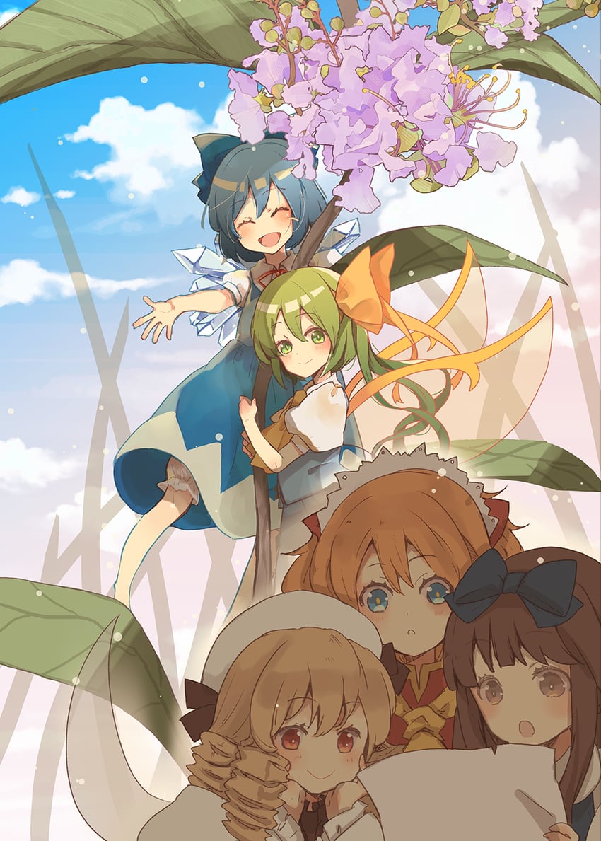 cirno, daiyousei, star sapphire, luna child, and sunny milk (touhou) drawn by atoki