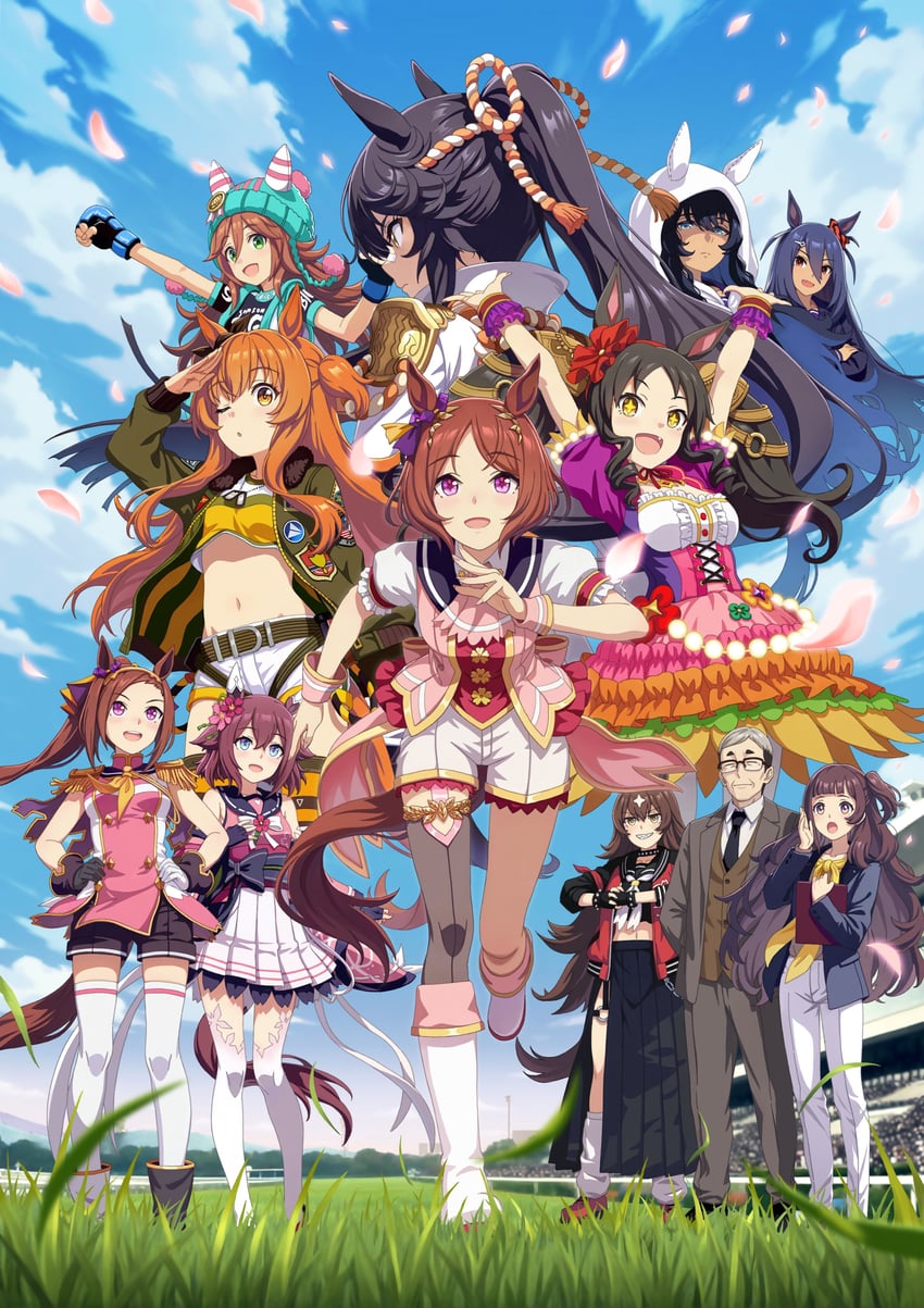 mayano top gun, narita brian, sakura chiyono o, sakura bakushin o, hishi amazon, and 7 more (umamusume and 1 more) drawn by isu8376