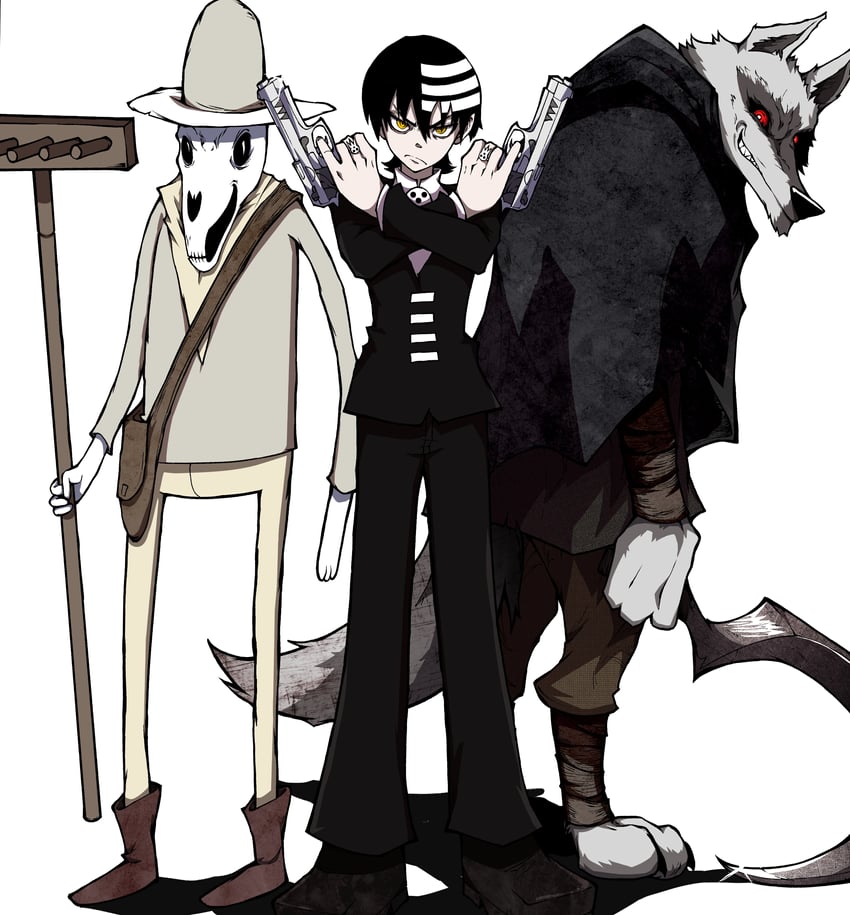 death the kid and death (soul eater and 3 more) drawn by kekel