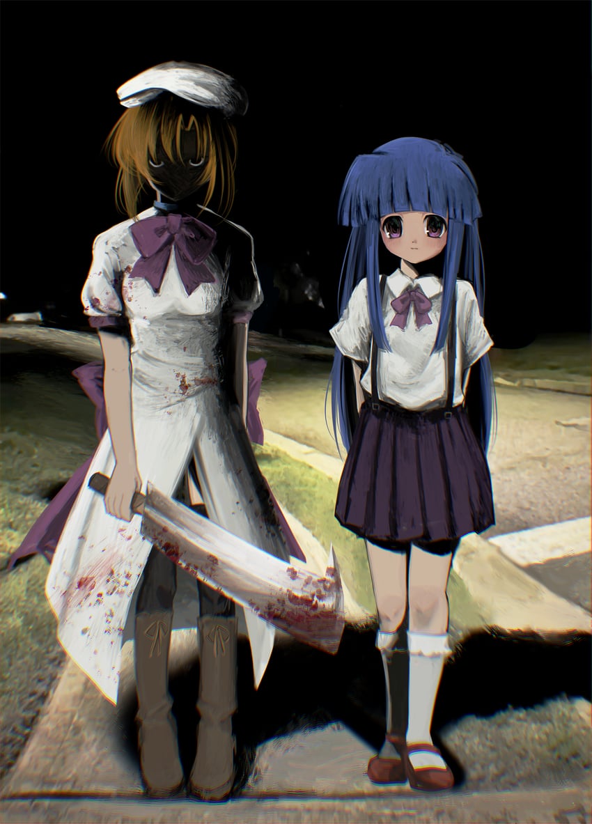 furude rika and ryuuguu rena (higurashi no naku koro ni) drawn by nemu_(zutto_oyasu3)