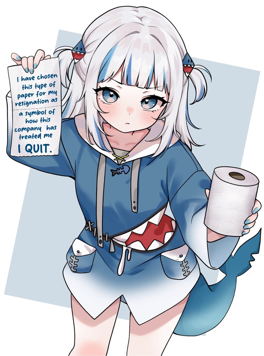 gawr gura (hololive and 1 more) drawn by moshiedraws