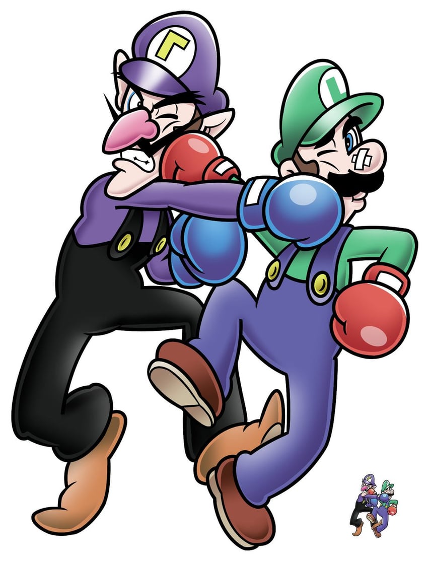 luigi and waluigi (mario and 2 more) drawn by doc_shoddy