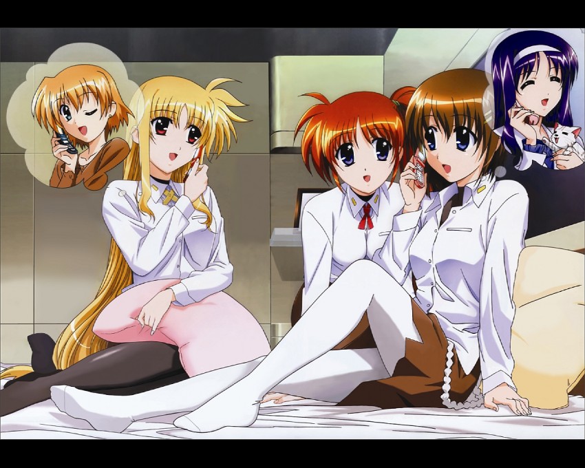 fate testarossa, takamachi nanoha, yagami hayate, arisa bunnings, and tsukimura suzuka (lyrical nanoha and 1 more)
