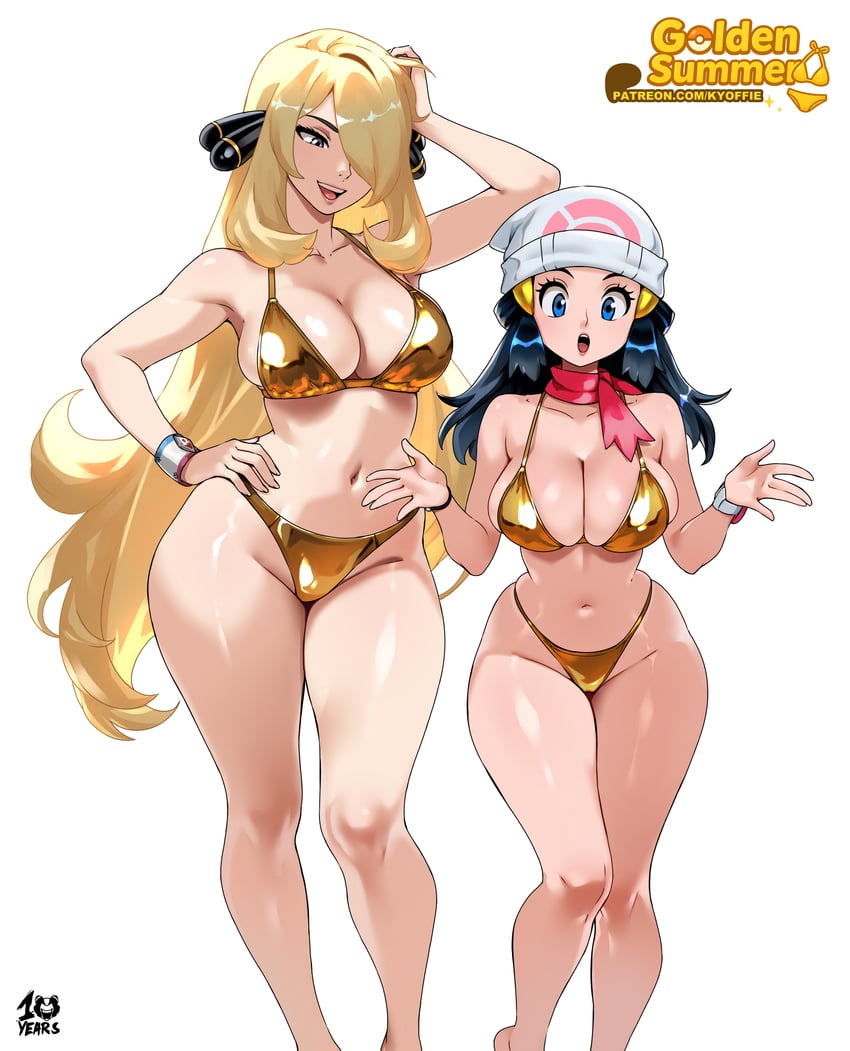dawn and cynthia (pokemon and 1 more) drawn by kyoffie