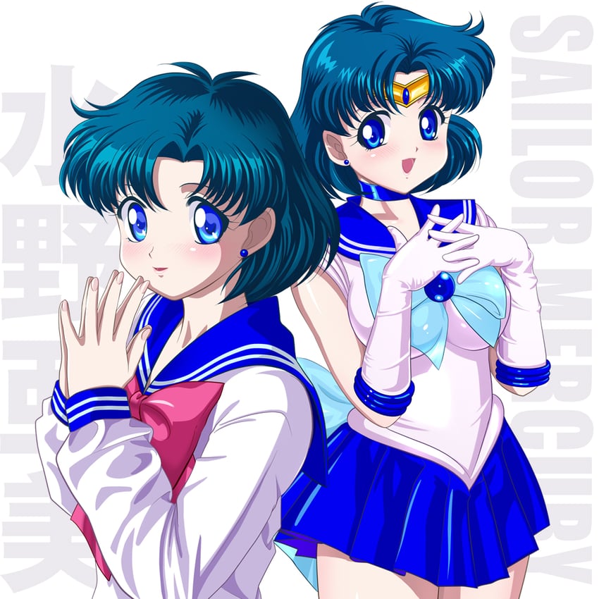 mizuno ami and sailor mercury (bishoujo senshi sailor moon) drawn by pirochi
