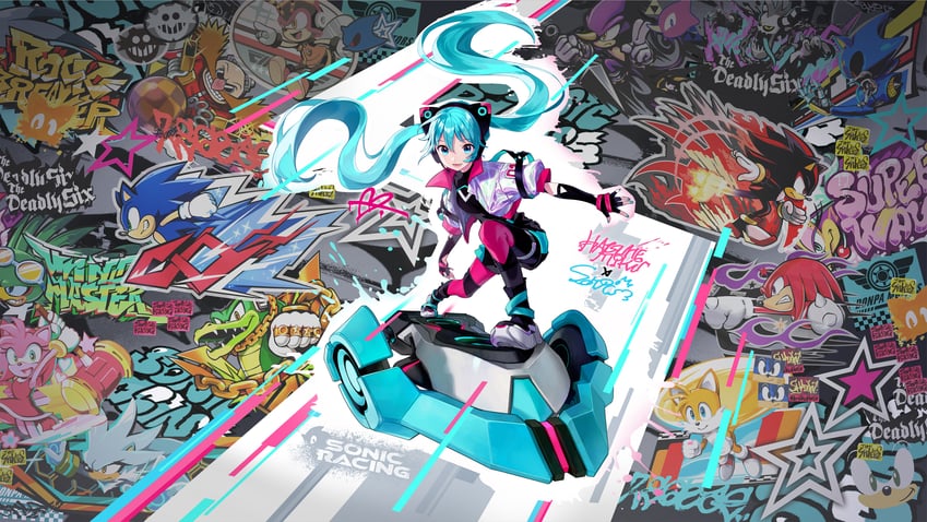 hatsune miku, sonic the hedgehog, shadow the hedgehog, amy rose, tails, and 11 more (vocaloid and 2 more) drawn by sonic_the_hedgehog_official