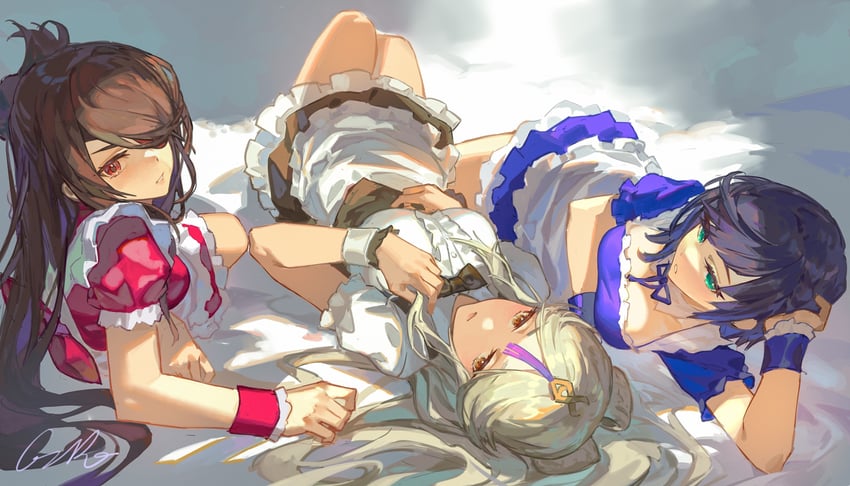 yelan, ningguang, and beidou (genshin impact) drawn by rui_(gsr1982)