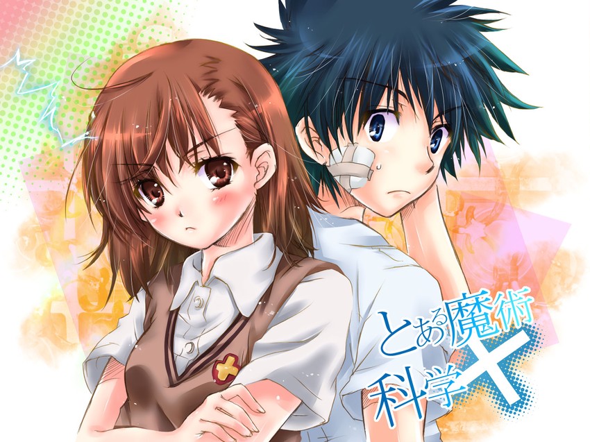 misaka mikoto and kamijou touma (toaru majutsu no index) drawn by yuuki_sara