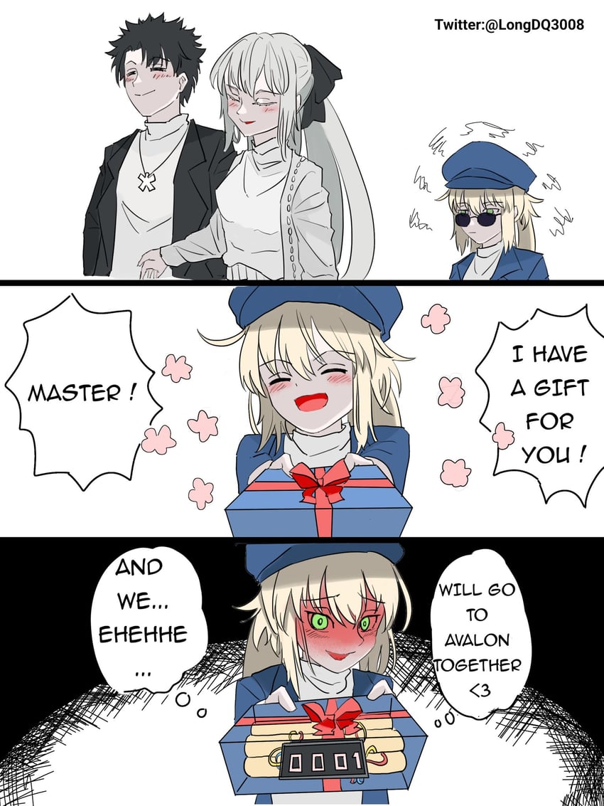 artoria pendragon, fujimaru ritsuka, morgan le fay, and artoria caster (fate and 1 more) drawn by longdq3008