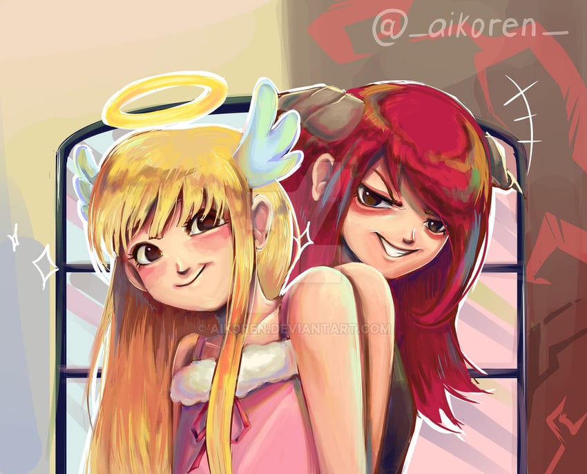 devil and angel (devilish hairdresser) drawn by aik0ren