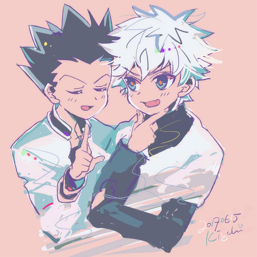 killua zoldyck and gon freecss (hunter x hunter) drawn by kiguchi_(aprico)