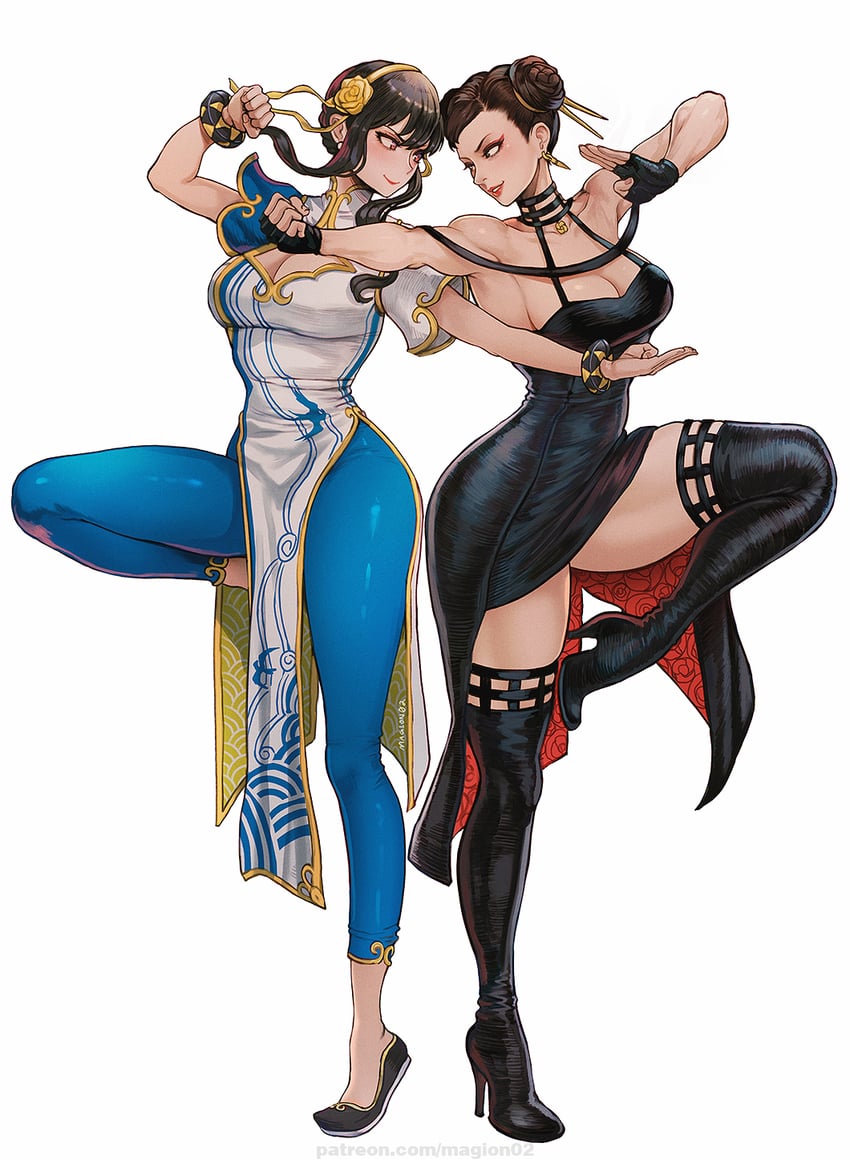 yor briar and chun-li (street fighter and 2 more) drawn by magion02
