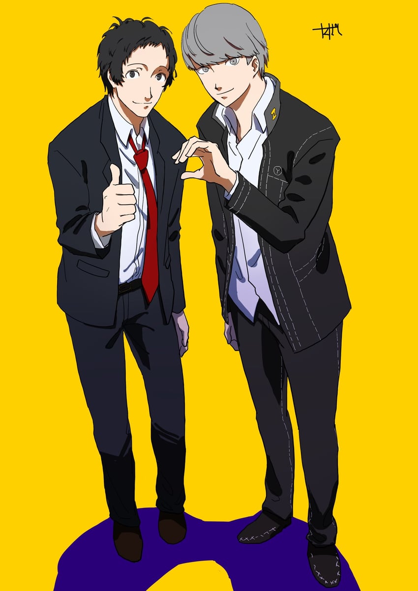 narukami yu and adachi tooru (persona and 1 more) drawn by mmkk_82153