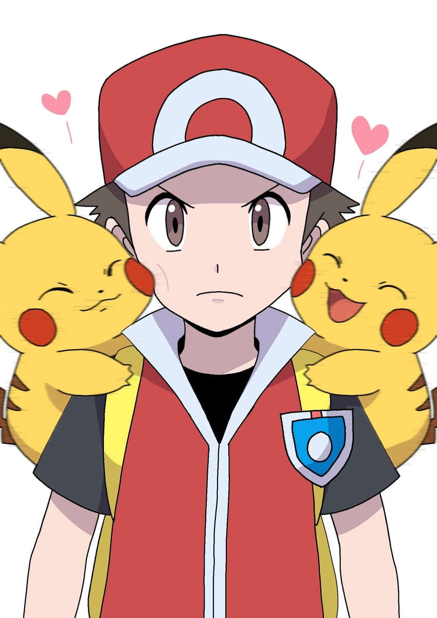pikachu and red (pokemon and 1 more) drawn by nakikot_t