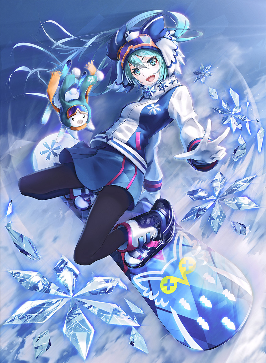 hatsune miku, yuki miku, and rabbit yukine (vocaloid and 1 more) drawn by ajigo