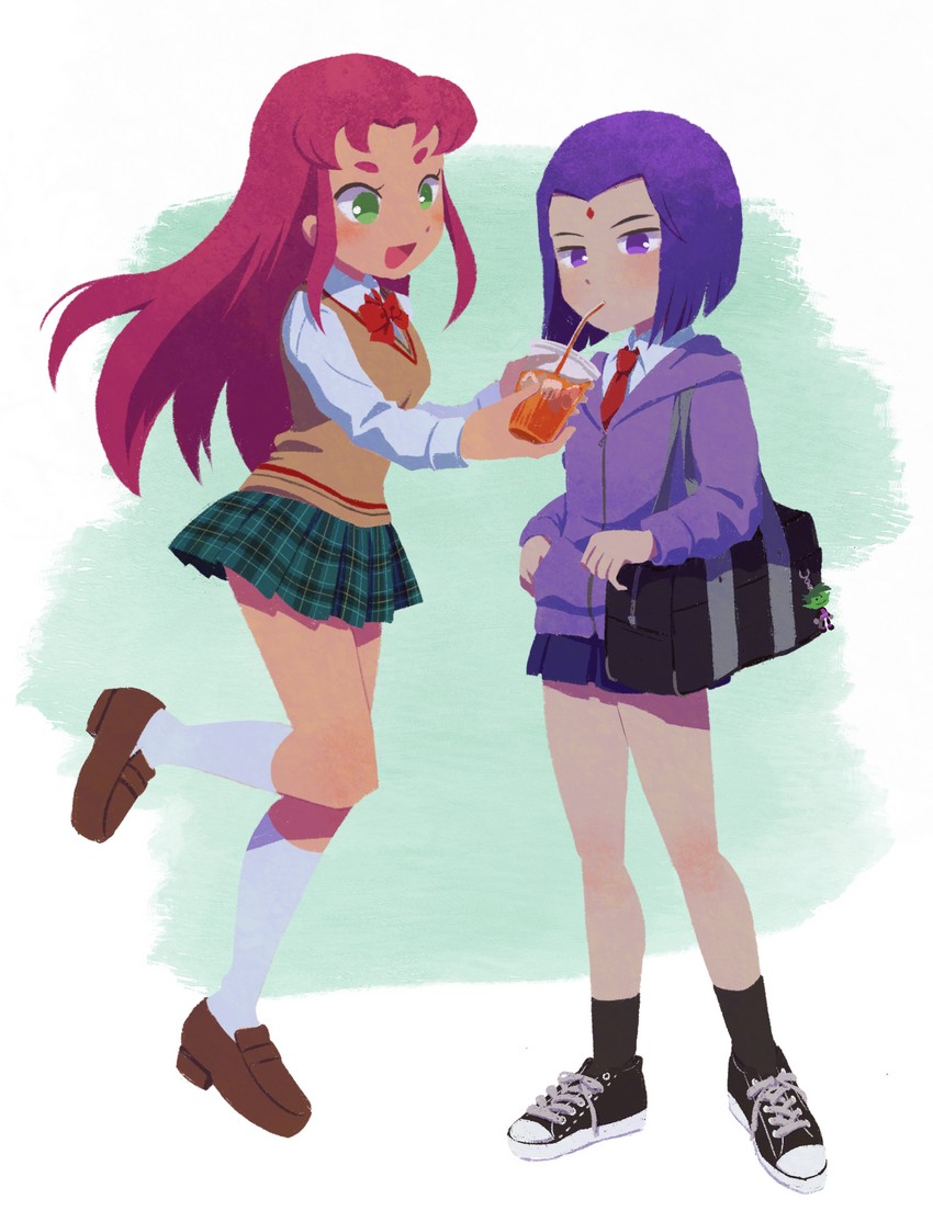 raven, starfire, and beast boy (dc comics and 1 more) drawn by iroidori4422