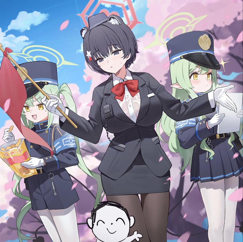 sensei, doodle sensei, hikari, nozomi, and tsubaki (blue archive and 1 more) drawn by banxuan_c2ka