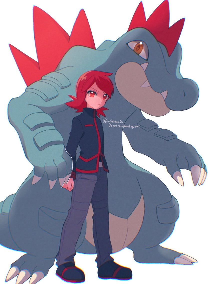 silver and feraligatr (pokemon and 1 more) drawn by mikakami1e