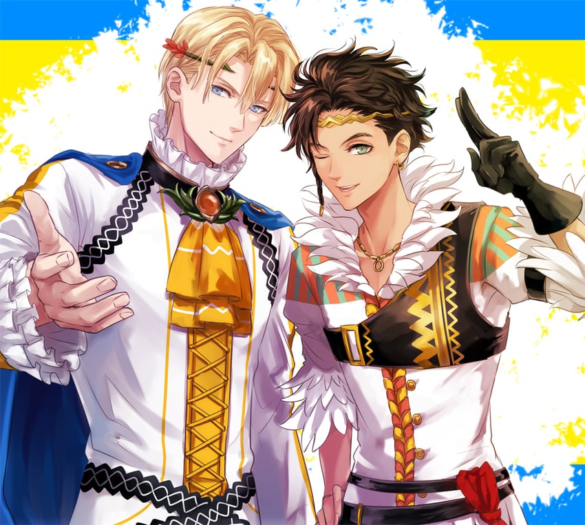 dimitri alexandre blaiddyd, claude von riegan, alfred, and fogado (fire emblem and 2 more) drawn by saku_(soreca49)